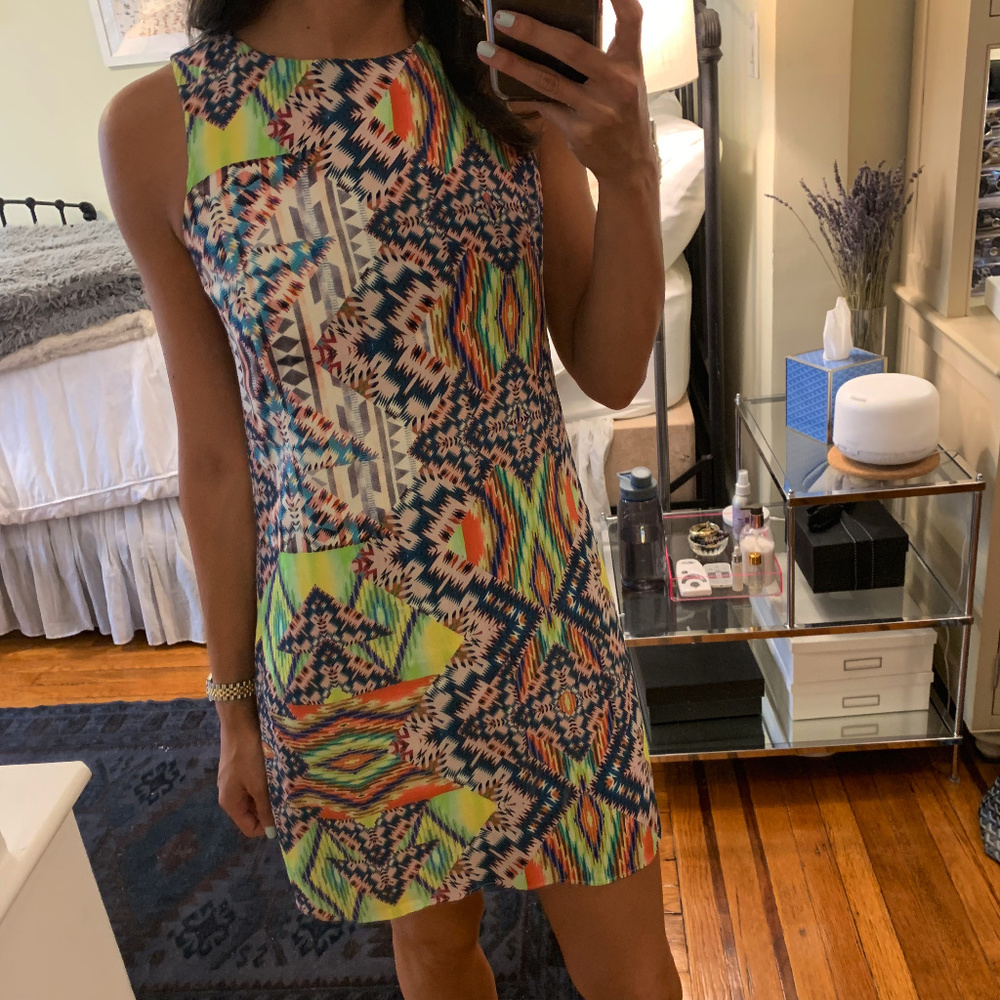 NBDxNaven Twins Neon Multi Color Mini Dress (XS)
